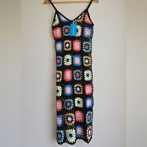 NWT SENSEA Black Crochet Dress Size M